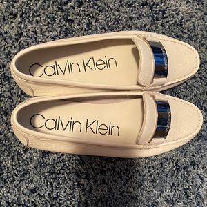 Calvin Klein white loafer shoes
